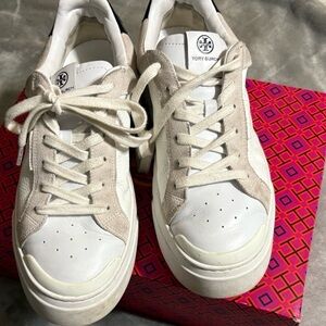 Tory Burch White and Cream Sneakers